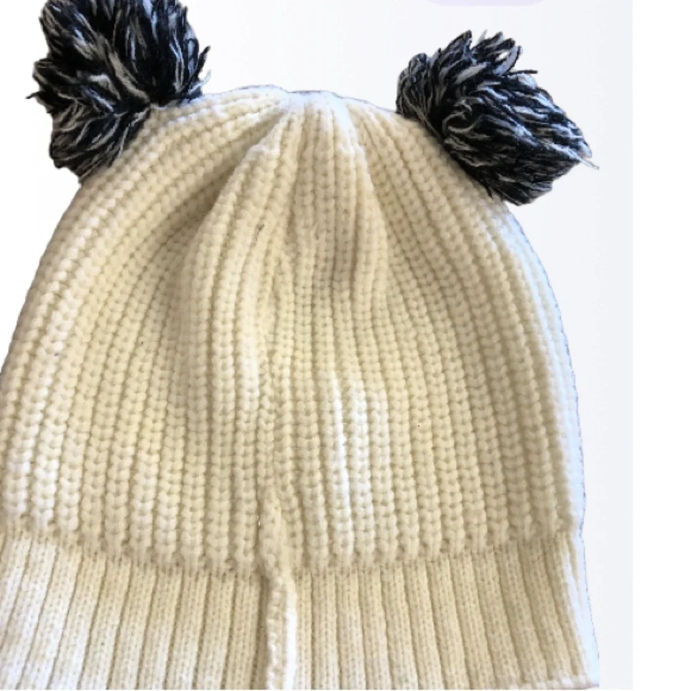 Youth girls winter stocking hat  knit little girls panda bear
